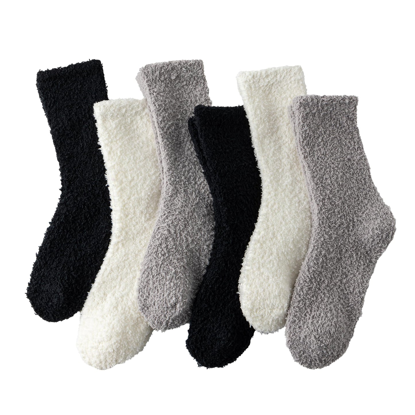 TOFOX 6 Pairs Fuzzy Socks For Women Soft Home Slipper Socks Fluffy Sleeping Socks don't Shed Lint